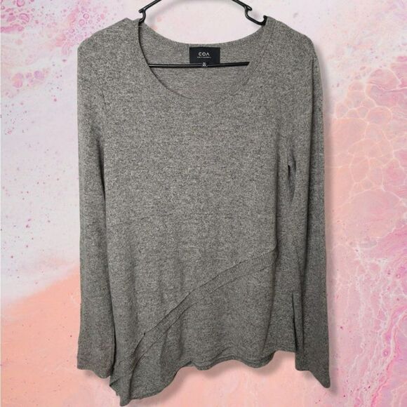 Anthropologie COA Brushed Fleece Asymmetrical Tunic in Gray Confetti sz XS - Picture 1 of 9